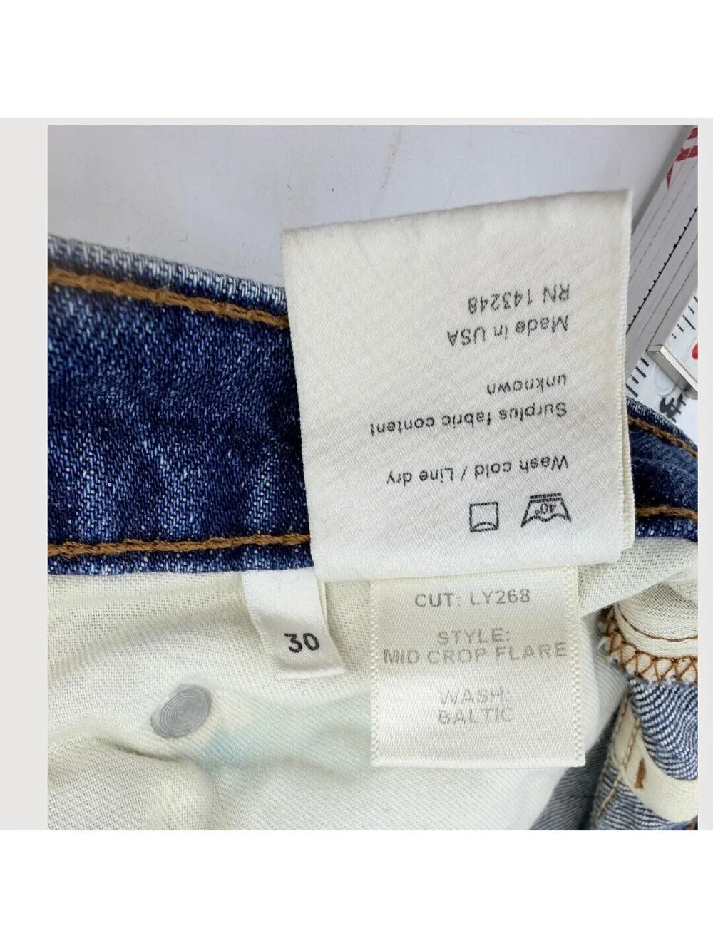 Reformation Mid Crop Flare Jeans Baltic Wash Size 30
